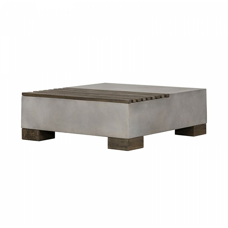 VIG Furniture Delaware Modern Concrete & Acacia Square Coffee Table